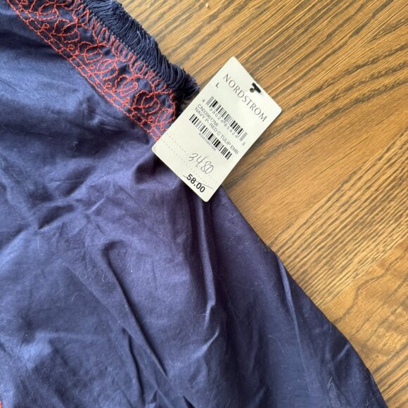 NWT CASLON Nordstrom embroidered drawstring tie top shirt blouse size Large - Picture 3 of 5